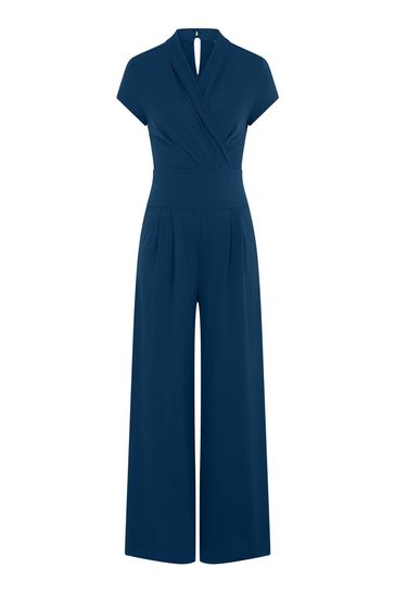 HotSquash Teal Blue Cap Sleeved Wide Leg Jumpsuit