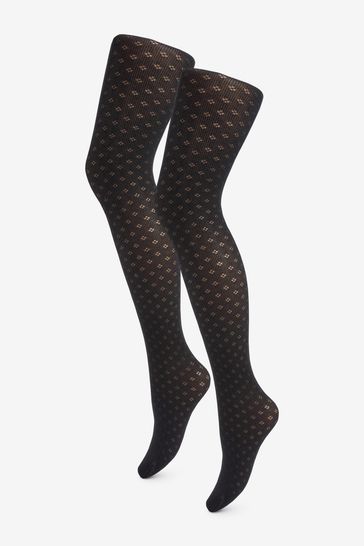 Buy Pretty Polly Small Diamond Flower Black Tights 2 Pack from Next  Luxembourg