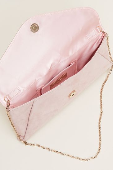 Rose pink suede clutch bag on sale