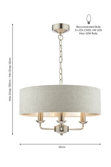 Laura Ashley Chrome Sorrento 3 Light Ceiling Light