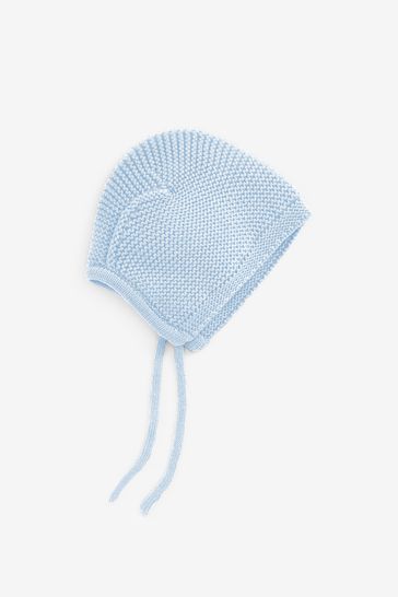 Light Blue Knitted Bonnet Baby Hat (0mths-2yrs)