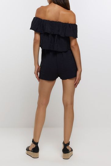 River island black tiered playsuit clearance