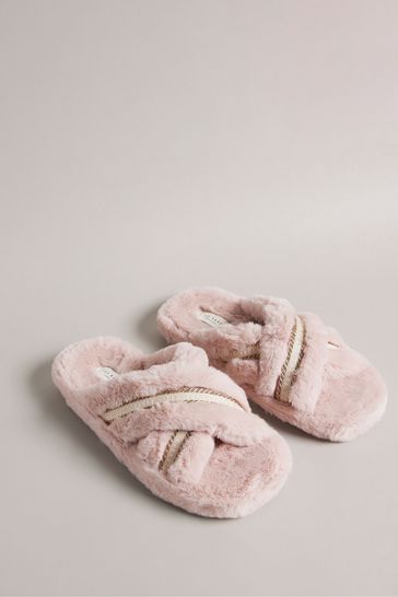 Buy Ted Baker Topply Faux Fur Cross Over Slippers from Next Luxembourg