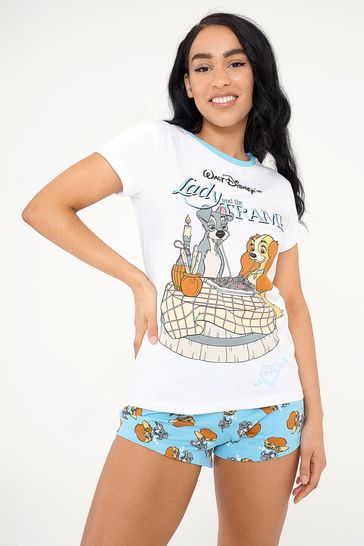 Buy Character Blue Ladies Lady And The Tramp Short 100 Cotton Pyjamas from Next Saudi Arabia