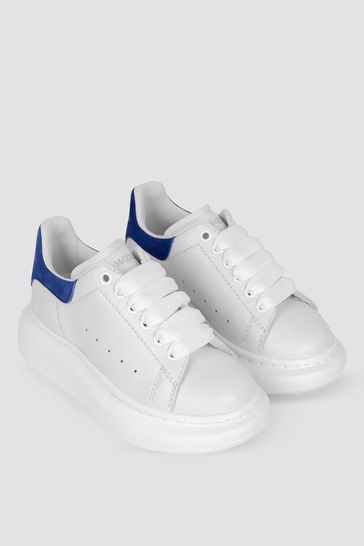 Alexander Mcqueen Kids White & Navy Leather Trainers