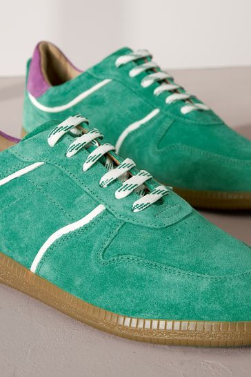 Green new arrivals leather trainers