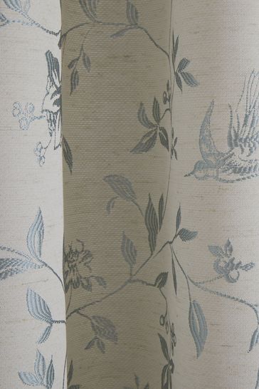 Curtina Duck Egg Blue Bird Trail Pencil Pleat Curtains