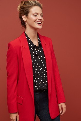 Red Crepe Relaxed Jacket