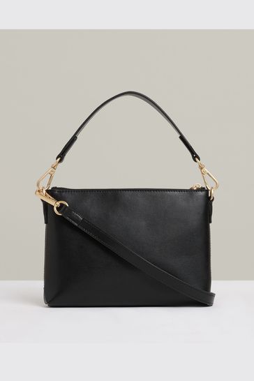 Buy Reiss Black Brompton Leather Double Strap Pouch Bag from Next
