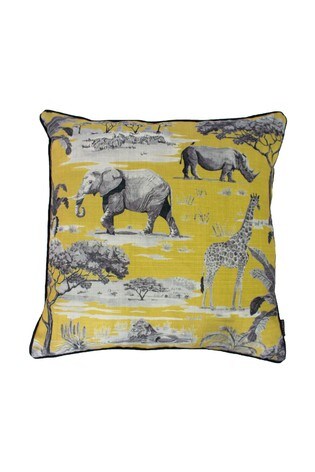 Riva Paoletti Ochre Yellow Safari Printed Polyester Filled Cushion