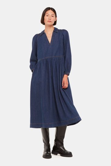 Whistles Blue Rina Trapeze Dress