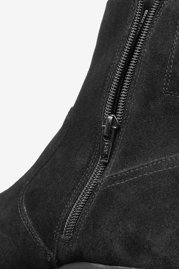 black suede western ankle boots