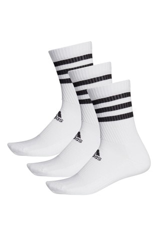adidas White 3-Stripes Crew Socks Three Pack Adult