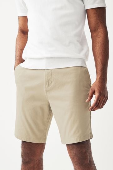 Navy/Stone Slim Fit Stretch Chinos Shorts 2 Pack