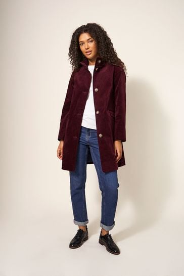 White Stuff Purple Karla Velvet Coat