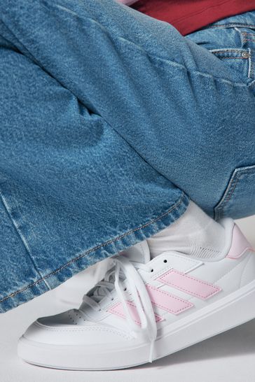 adidas White/Pink Court Block Trainers