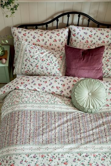 Laura Ashley Green Elsing Stripe Duvet Cover and Pillowcase Set
