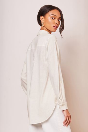 Buy Lipsy White Petite Linen Blend Button Through Shirt from Next Netherlands