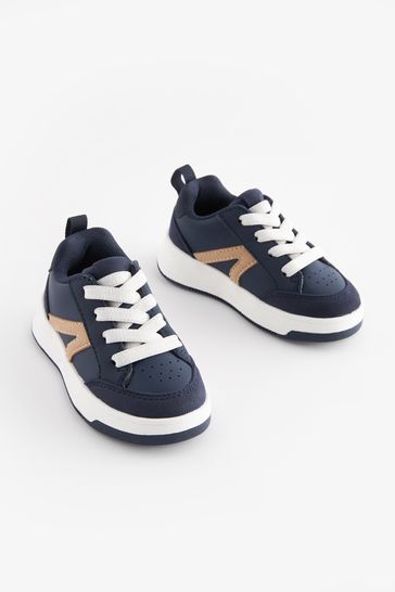 Buy Navy Blue Standard Fit F Elastic Lace Trainers from Next Kuwait