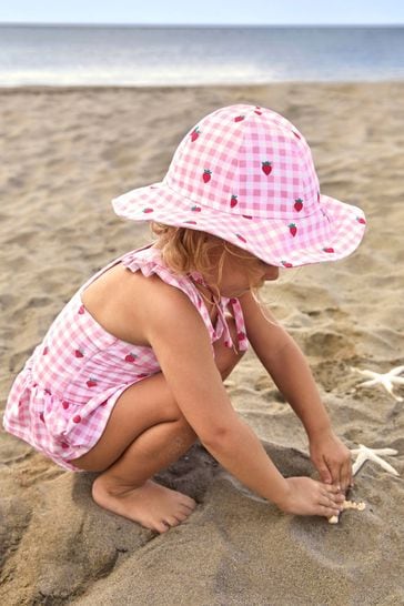Buy Pink Strawberry JoJo Maman Bebe UPF 50 Floppy Sun Hat from Next Turkey