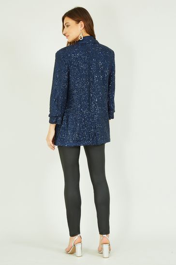 Buy Yumi Blue Sequin Blazer With Pockets from Next Canada