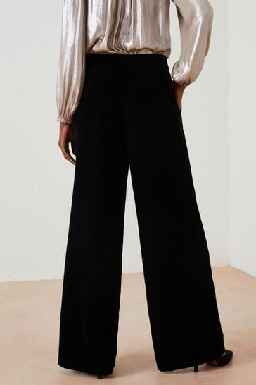 Black velvet wide hot sale leg trousers