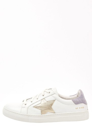 Oliver Bonas Purple Gold Star And Lilac Leather Trainers