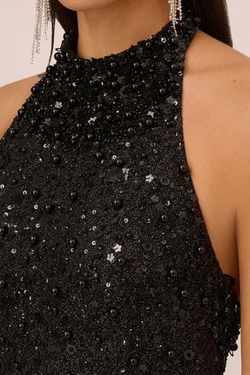 Adrianna papell beaded halter hotsell jumpsuit