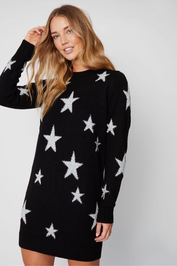 Buy Threadbare Crew Neck Knitted Christmas Jumper Dress