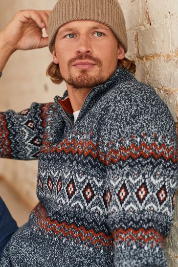 Patterned knitted jumper hotsell