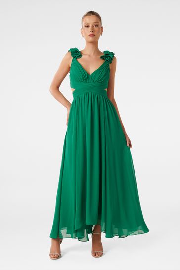Ruffle shoulder shop maxi dress