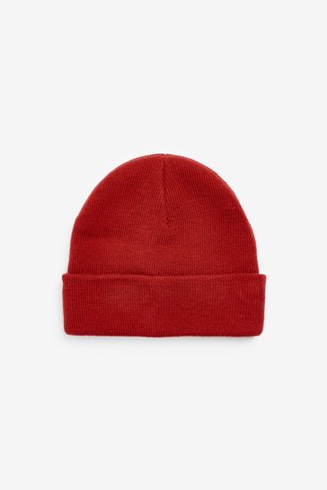 Brick Red Flat Knit Beanie Hat (3mths-16yrs)