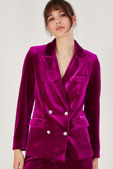 Buy Monsoon Pink Edith Velvet Double Breasted Blazer from Next