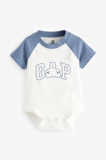 Gap Blue Organic Cotton Logo Baby Bodysuit