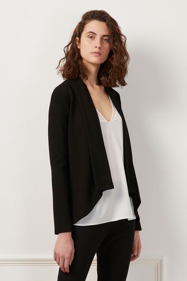 French Connection Black Josie Jersey Drape Front Jacket