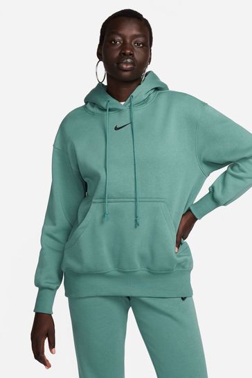 Buy Nike Green Phoenix Fleece Oversized Mini Swoosh Pullover Hoodie from Next Italy