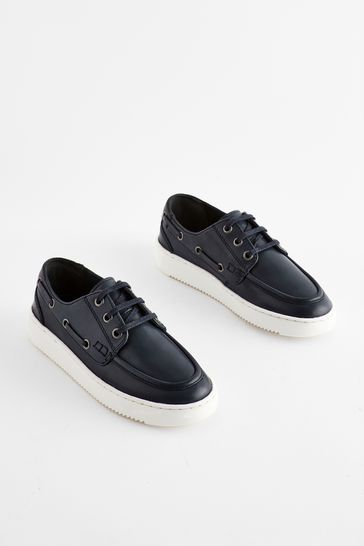 Navy Lace Up Boat Shoes
