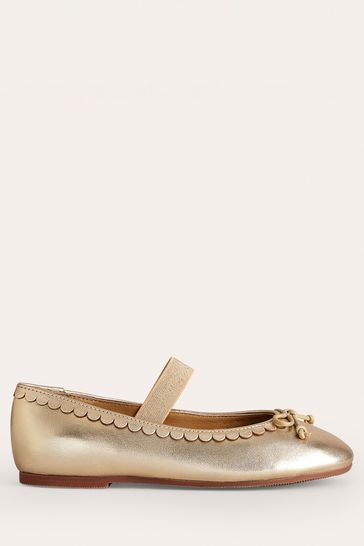 Boden Gold Leather Ballet Flat Shoes