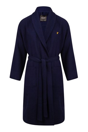 Lyle & Scott Blue Premium Waffle Bathrobe