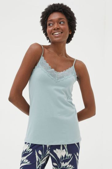 FatFace Green V-Neck Lace Camisole