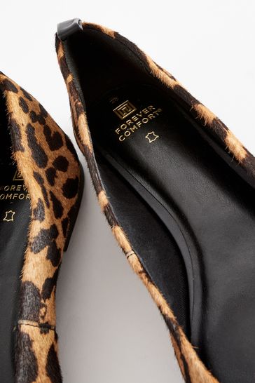 Leopard Forever Comfort Leather Toe Cap Ballerinas Shoes