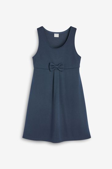 Buy Navy Jersey Stretch Bow School Pinafore 3 14yrs from Next Luxembourg