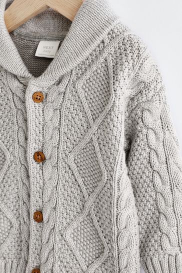 Grey cable new arrivals knit cardigan