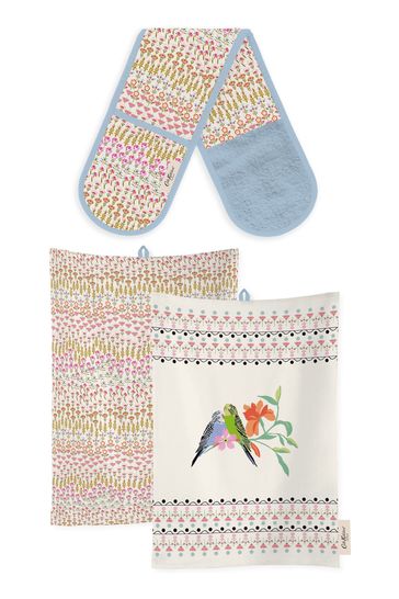 Buy Cath Kidston Cream Double Oven Glove Set of 2 Tea Towels