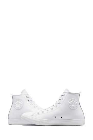 High top white leather sneakers discount