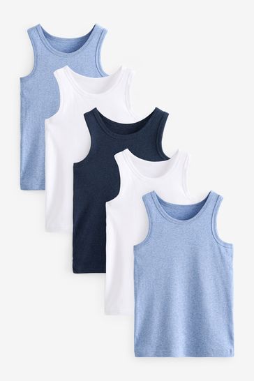 Blue Organic Cotton Vests 5 Pack (1.5-16yrs)