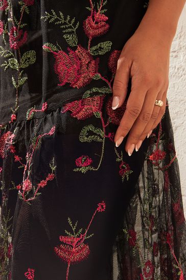 Next black deals embroidered dress