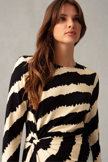 Buy Ro Zo Bold Stripe Twist Detail Jersey Black Dress from Next
