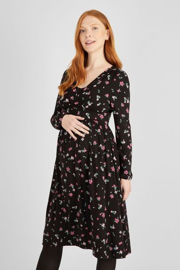 JoJo Maman Bébé Black Maternity & Nursing Wrap Dress