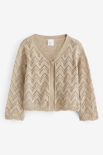 Abercrombie & Fitch Natural Pointelle Open Knit Cardigan